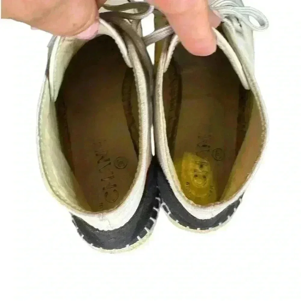 Chanel Beige/Black Lambskin Leather High Top Espadrilles Shoes.